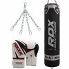 RDX Sports Store RDX X1 4ft / 5ft 3-in-1 Training Punch Bag & Gloves Black / White Set