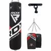 RDX Sports Store RDX F10B 4ft / 5ft 4-in-1 Punch Bag With Mitts And Ceiling Hook Set
