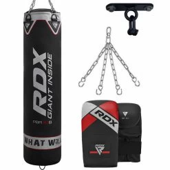 RDX Sports Store RDX X1 4ft / 5ft 4-in-1 Punch Bag With Mitts & Ceiling Hook Set