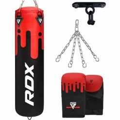 RDX Sports Store RDX F9 4ft / 5ft 4-in-1 Punch Bag With Gloves & Ceiling Hook Set