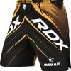RDX Sports Store RDX IMMAF Approved MMA Fight & Training Shorts Golden
