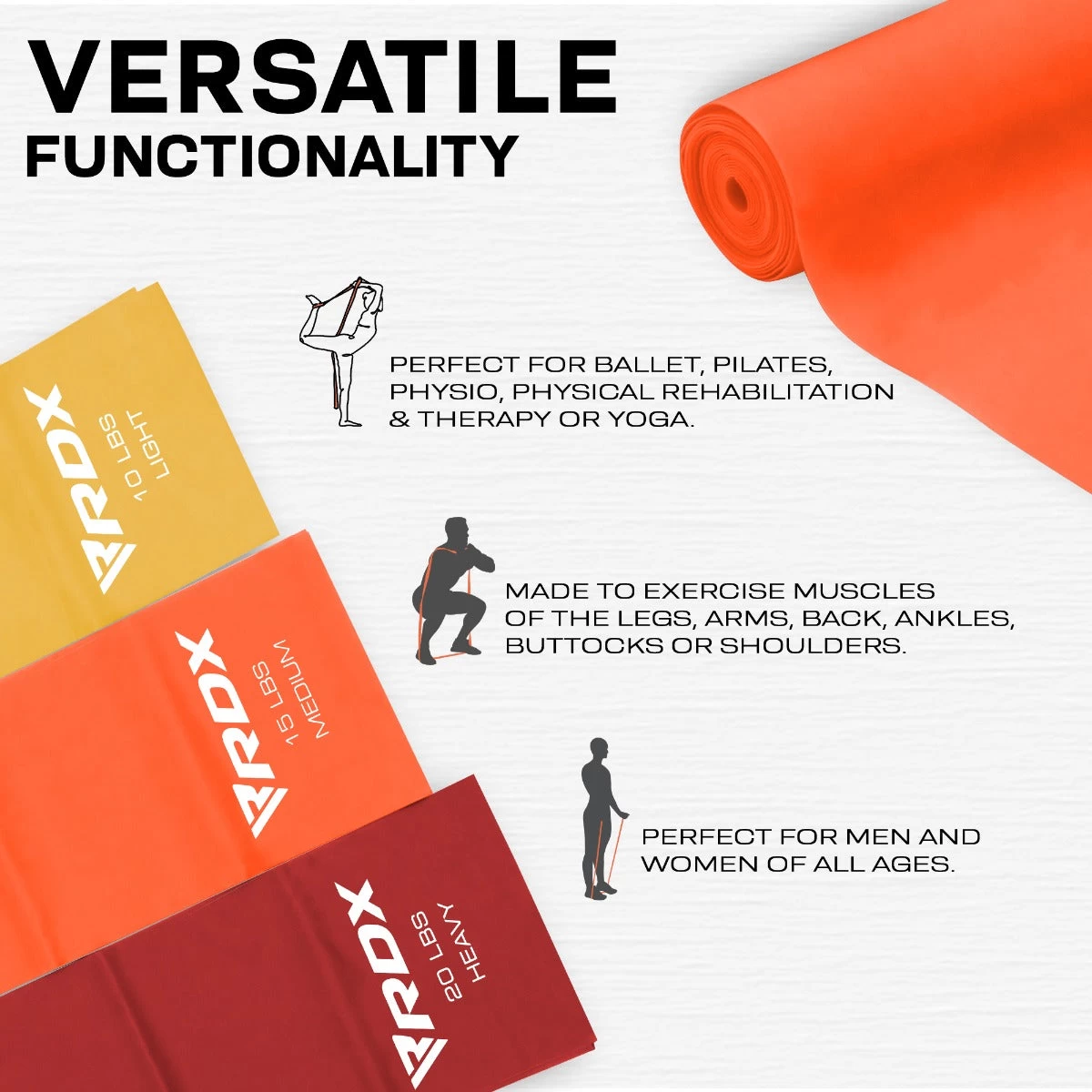 RDX Sports Store RDX B4 TPE Flat Resistance Training Bands Set - Image 4