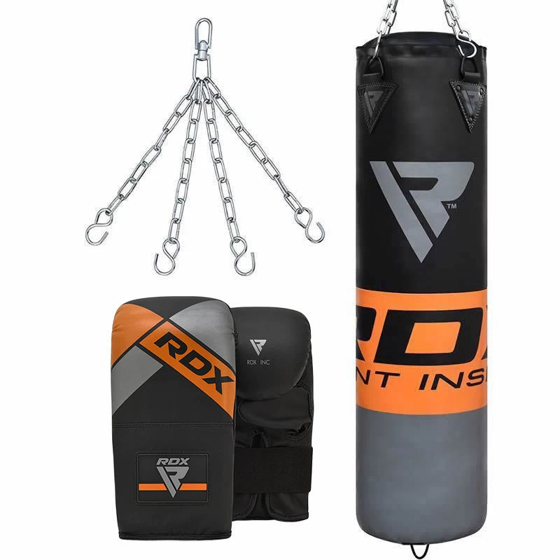 RDX Sports Store RDX F12 4ft / 5ft 3-in-1 Punch Bag & Mitts Black / Orange / Gray / White Set - Image 16