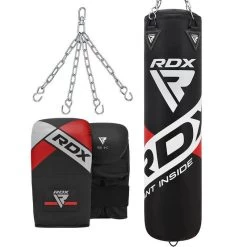 RDX Sports Store RDX F10B 4ft / 5ft 3-in-1 Training Punch Bag With Bag Mitts Set