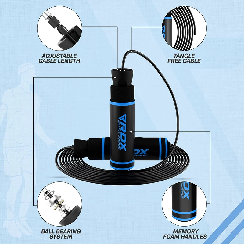RDX Sports Store RDX SR Adjustable 10.3ft Non-Slip Memory Foam Soft Handles Skipping Rope - Image 9