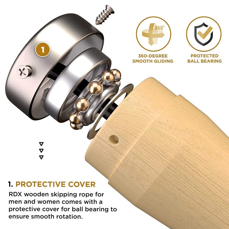 RDX Sports Store RDX BR 10.3ft Wooden Handles Skipping Rope - Image 4