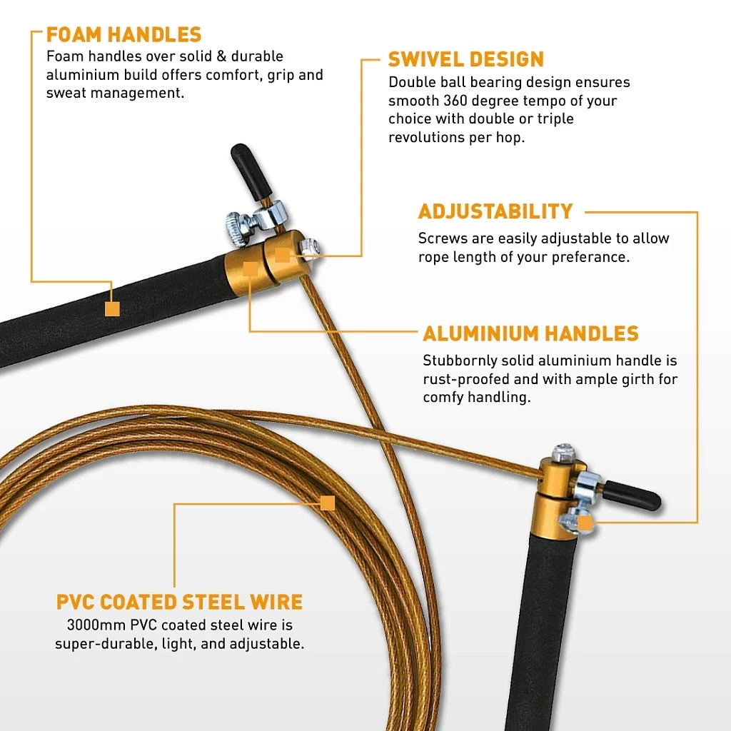 RDX Sports Store RDX C3 Aluminum Handle Adjustable Skipping Rope - Image 9
