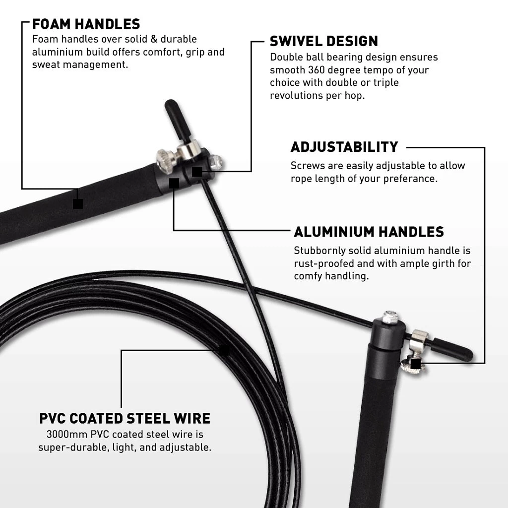 RDX Sports Store RDX C3 Aluminum Handle Adjustable Skipping Rope - Image 3