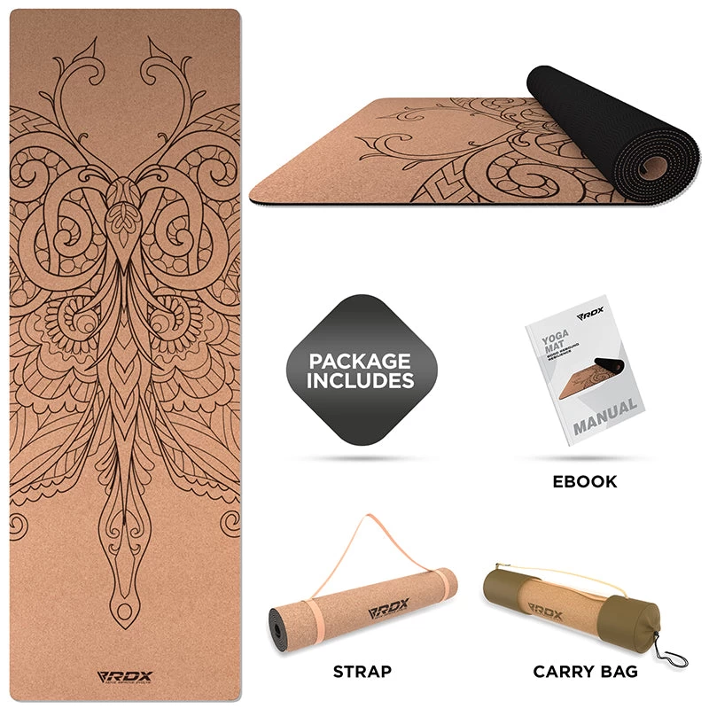 RDX Sports Store RDX D5 6mm Cork Yoga Mat - Image 2