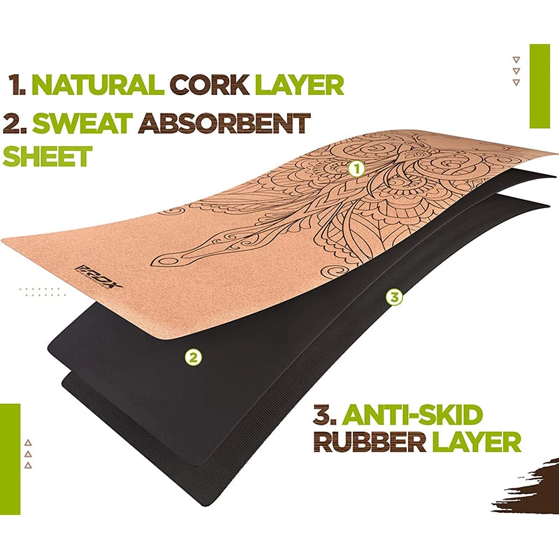 RDX Sports Store RDX D5 6mm Cork Yoga Mat - Image 9
