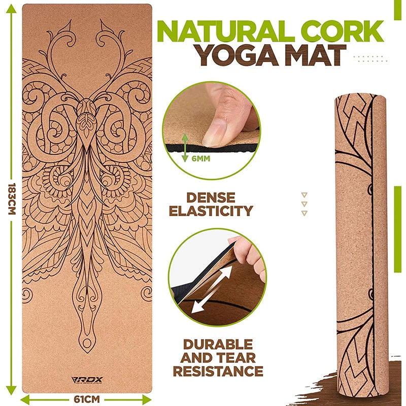 RDX Sports Store RDX D5 6mm Cork Yoga Mat - Image 4