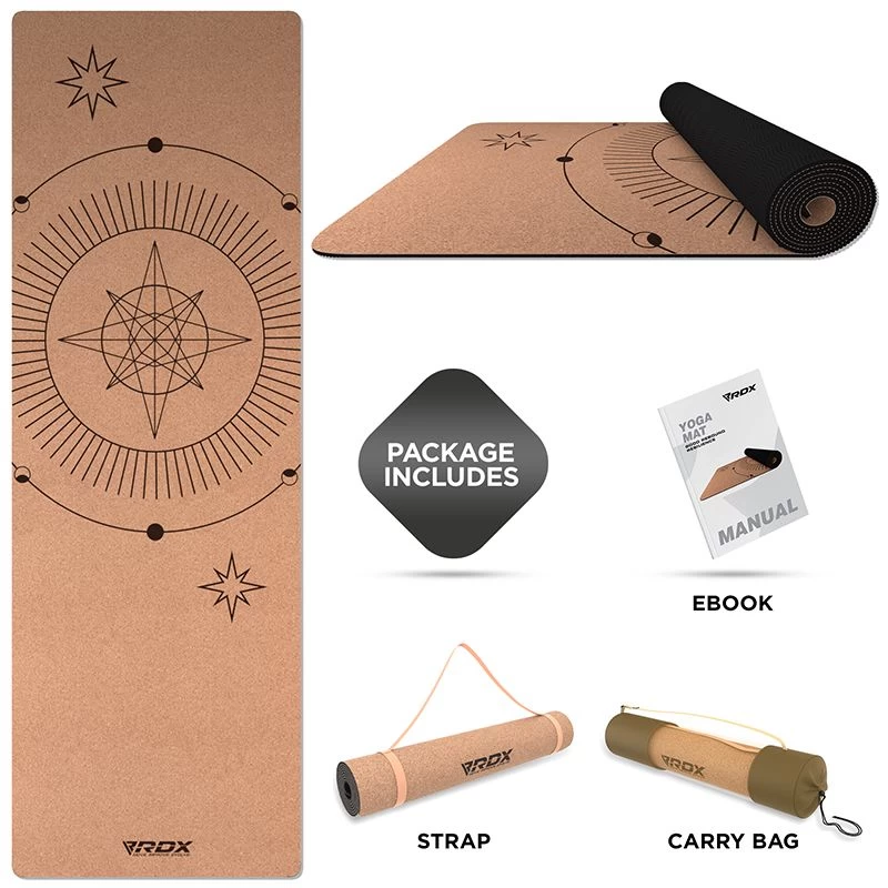 RDX Sports Store RDX D6 6mm Cork Yoga Mat - Image 2