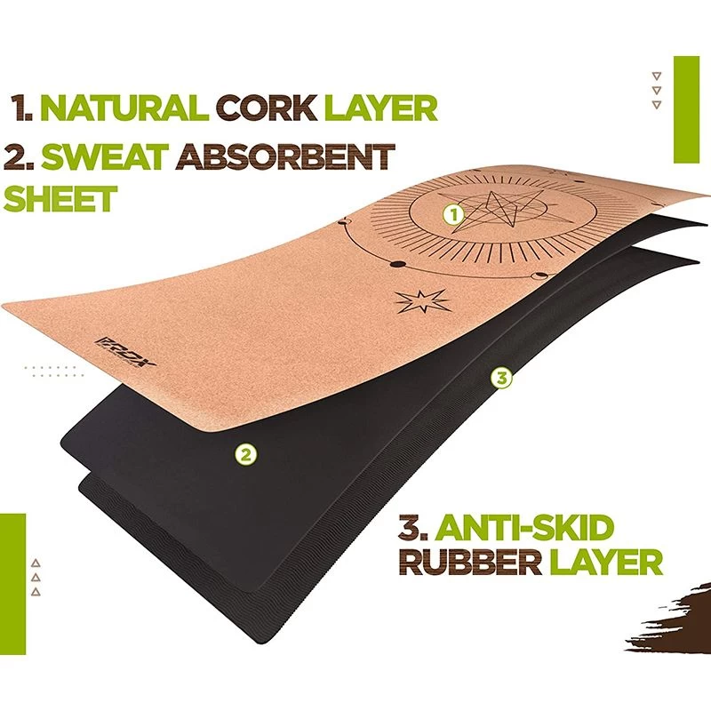 RDX Sports Store RDX D6 6mm Cork Yoga Mat - Image 5