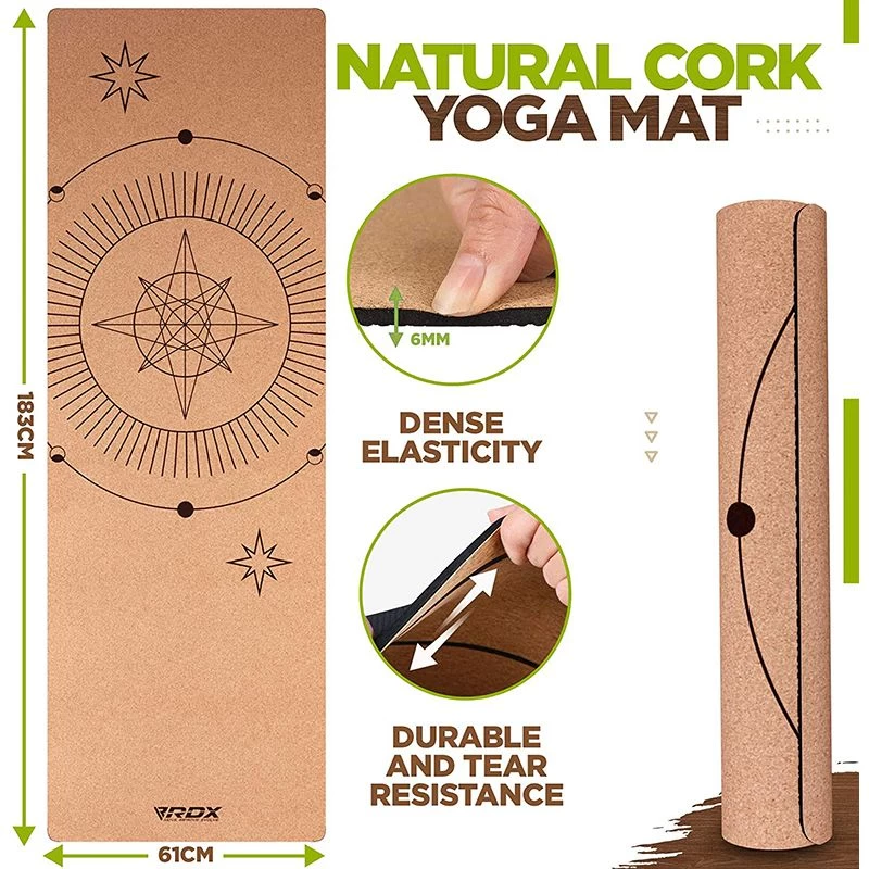 RDX Sports Store RDX D6 6mm Cork Yoga Mat - Image 6