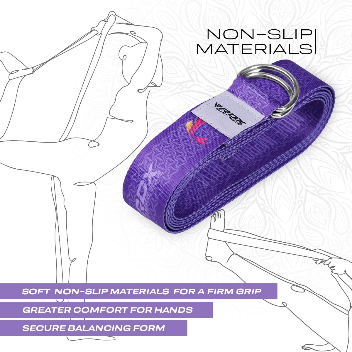 RDX Sports Store RDX F2 D-Ring Steel Buckle Cotton Yoga Strap - Image 5