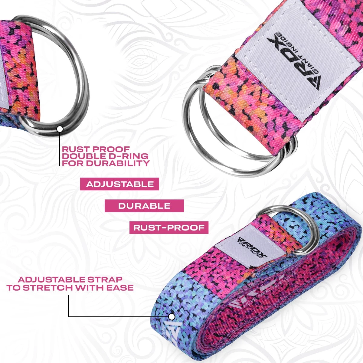 RDX Sports Store RDX F20 D-Ring Steel Buckle Cotton Yoga Strap - Image 4