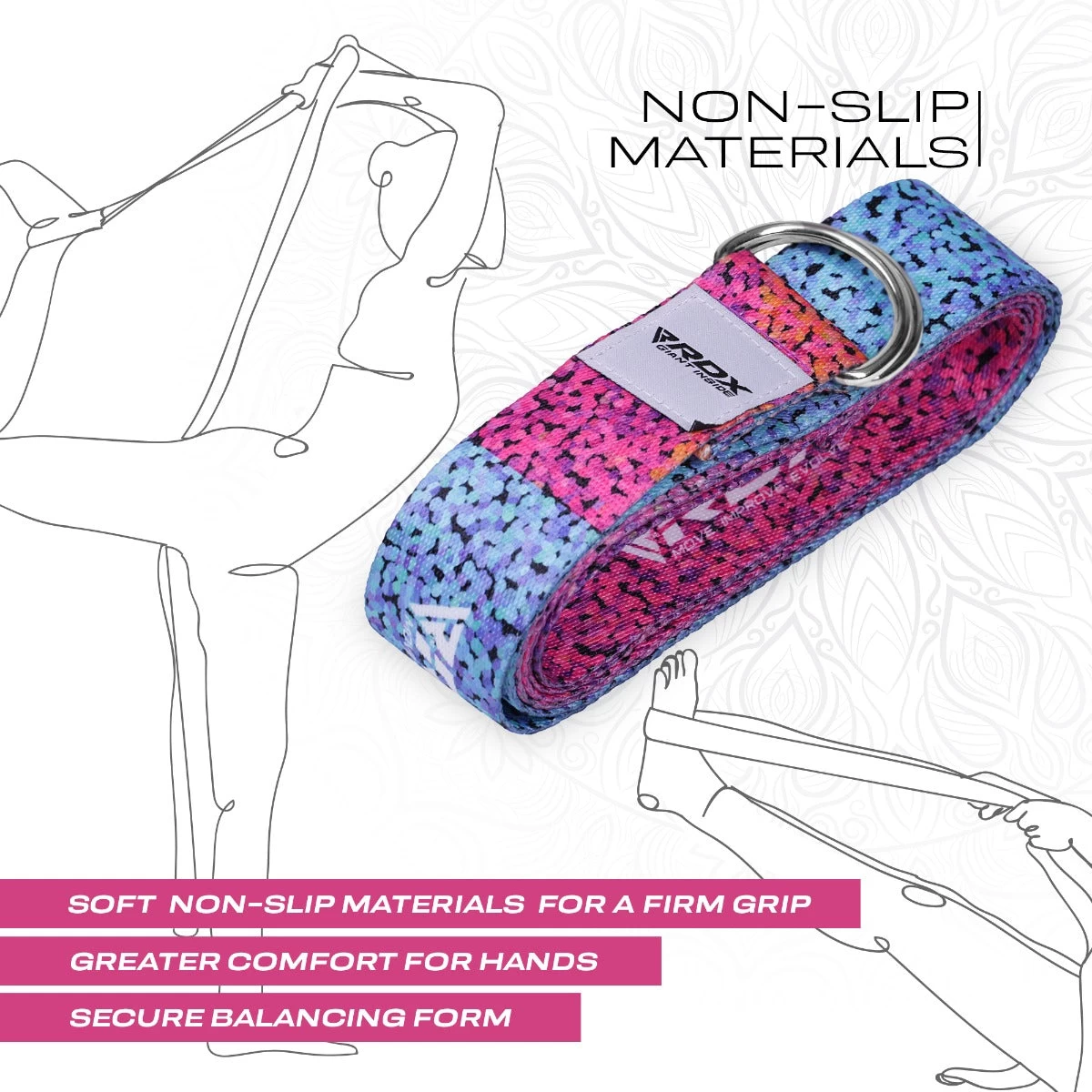 RDX Sports Store RDX F20 D-Ring Steel Buckle Cotton Yoga Strap - Image 5