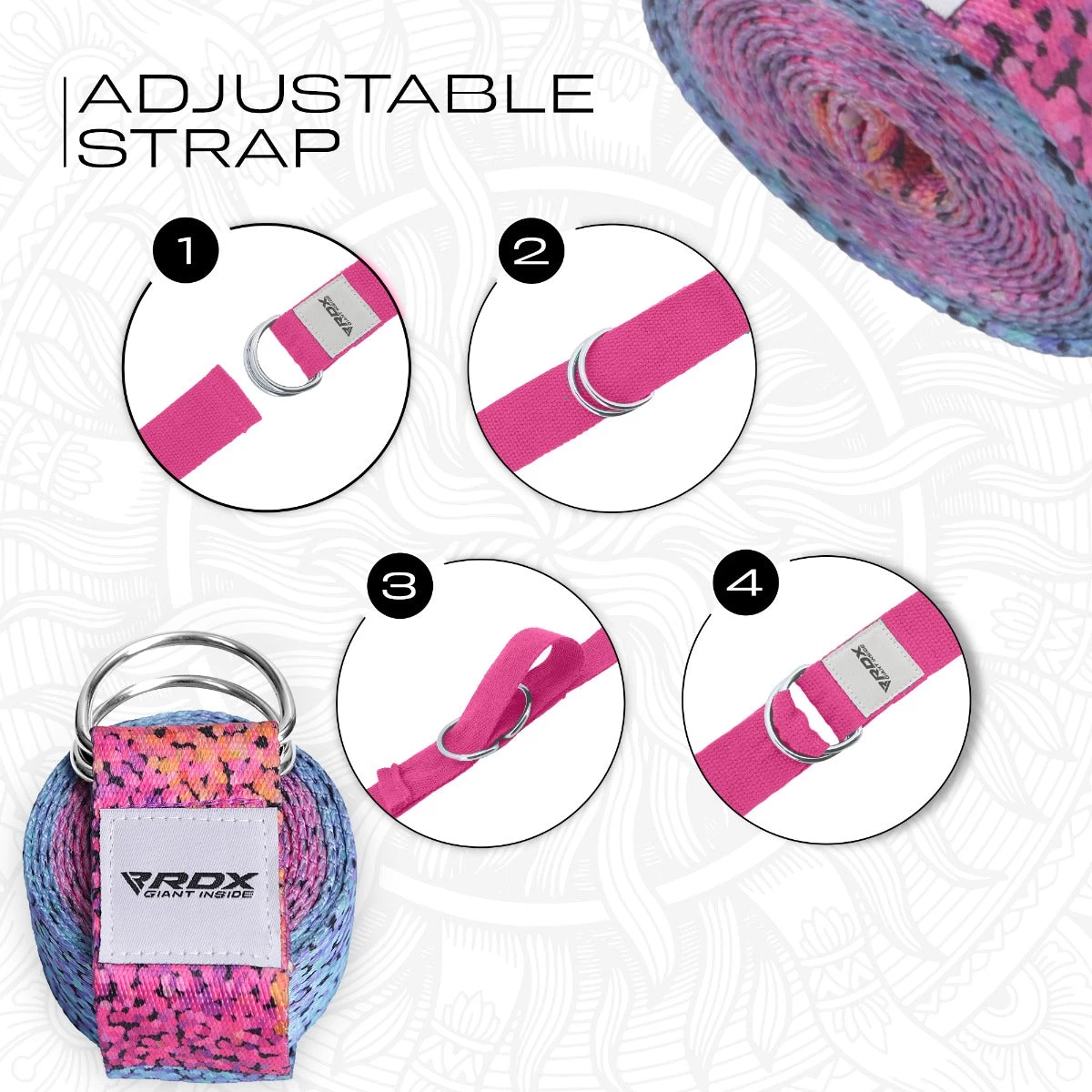 RDX Sports Store RDX F20 D-Ring Steel Buckle Cotton Yoga Strap - Image 6