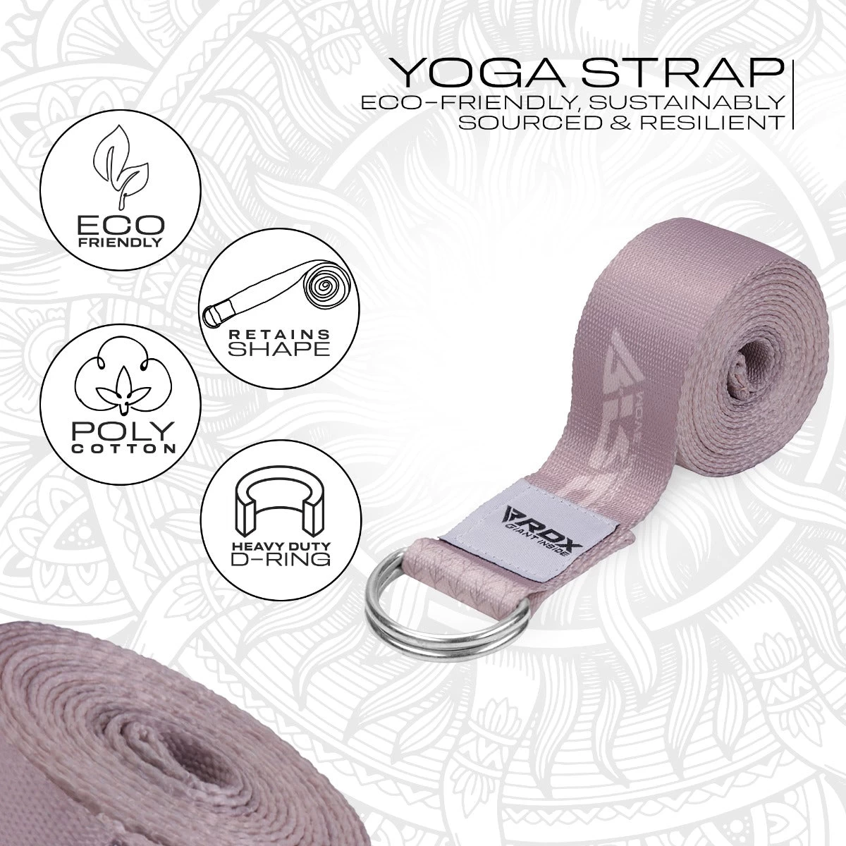 RDX Sports Store RDX F22 D-Ring Steel Buckle Cotton Yoga Strap - Image 2