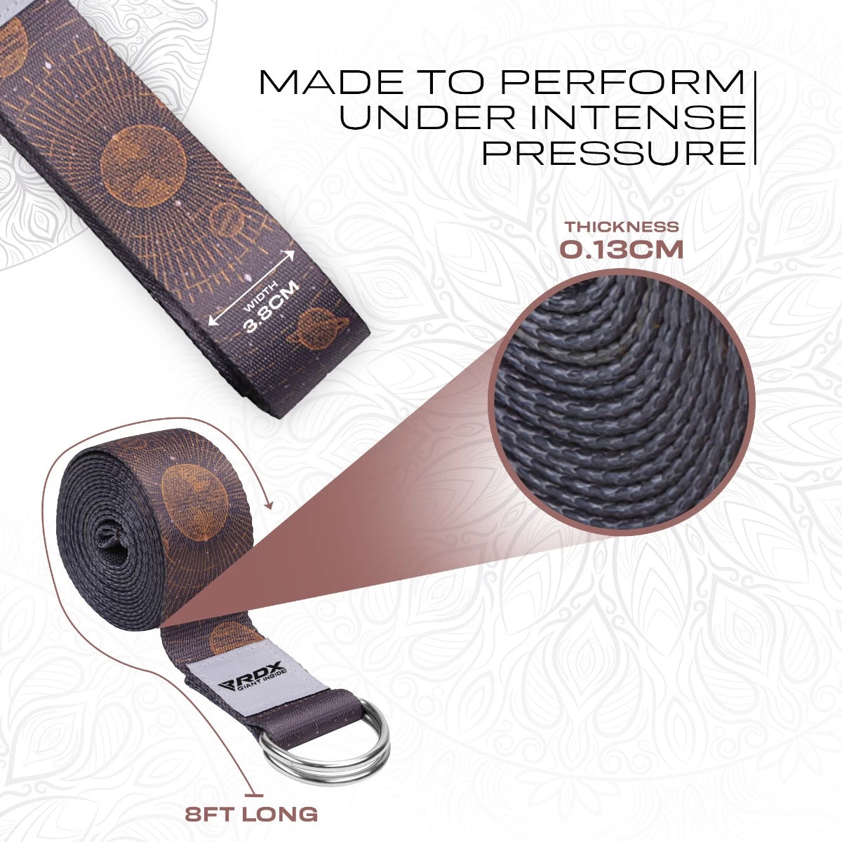 RDX Sports Store RDX F4 D-Ring Steel Buckle Cotton Yoga Strap - Image 3