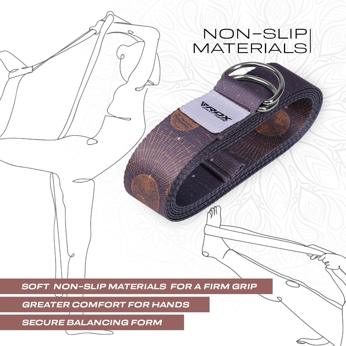 RDX Sports Store RDX F4 D-Ring Steel Buckle Cotton Yoga Strap - Image 5