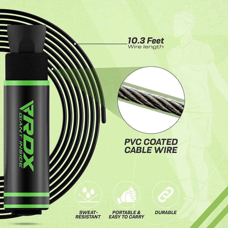 RDX Sports Store RDX SR Adjustable 10.3ft Non-Slip Memory Foam Soft Handles Skipping Rope - Image 6