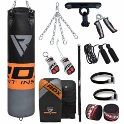 RDX Sports Store RDX 12O 4ft / 5ft 13-in-1 Heavy Boxing Punch Bag & Mitts Set