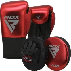 RDX Sports Store RDX J13 KIDS 8oz Red Boxing Gloves And Focus Pads Set