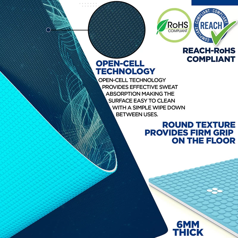 RDX Sports Store RDX D10 Iris 6mm PVC Yoga Mat Angelic Blue - Image 5