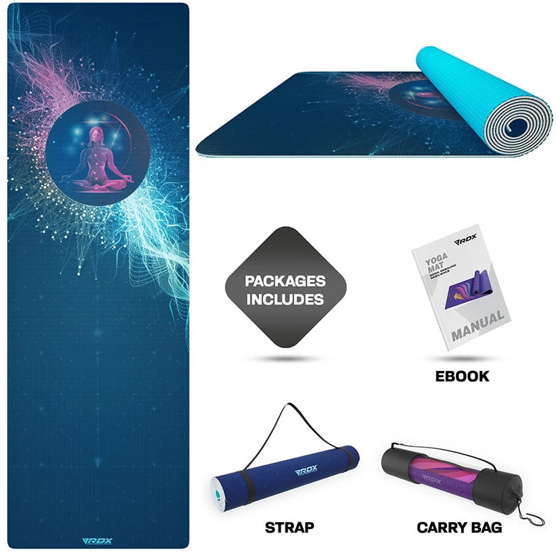 RDX Sports Store RDX D10 Iris 6mm PVC Yoga Mat Angelic Blue - Image 4