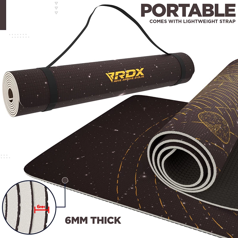 RDX Sports Store RDX D6 Iris 6mm PVC Yoga Mat Solar Brown - Image 7