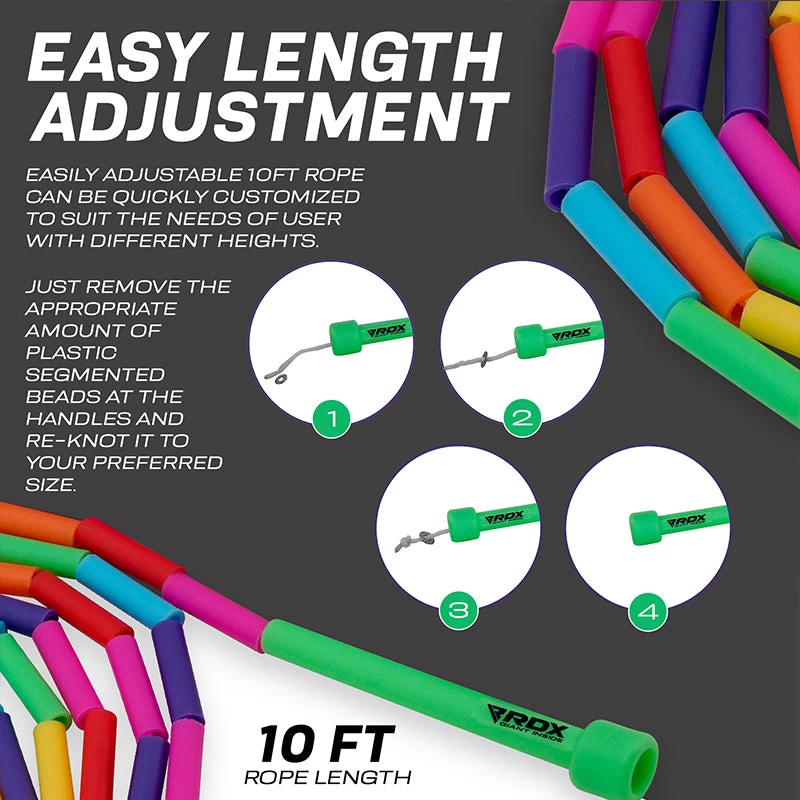 RDX Sports Store RDX BR Rainbow Color Braided Nylon Tangle-Free 10ft Kids Skipping Rope - Image 7