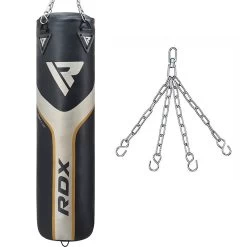RDX Sports Store RDX T17 AURA 4ft / 5ft 2-in-1 Training Punch Bag In Pearl Black / White / Golden Set