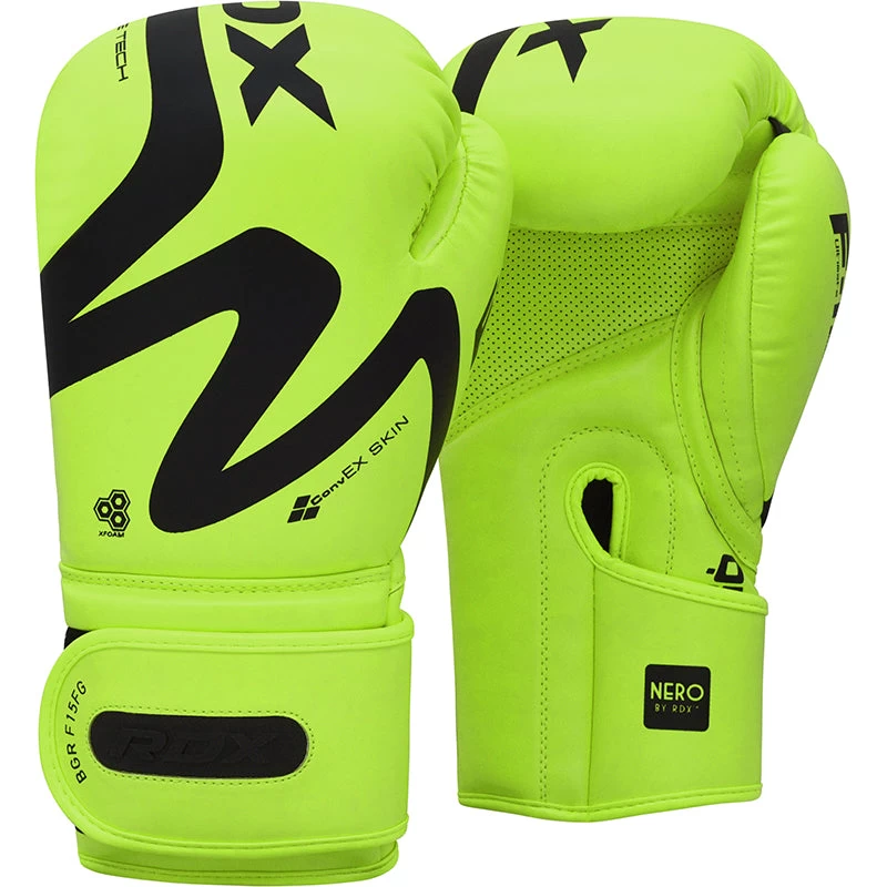 RDX Sports Store RDX T15 Nero Green Boxing Gloves & Focus Pads - Image 2