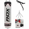 RDX Sports Store RDX F1 4ft / 5ft 4-in-1 White Punch Bag With Gloves & Wall Bracket Set