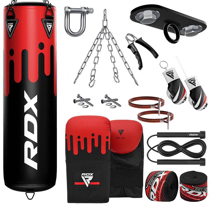 RDX Sports Store RDX F9 4ft / 5ft 13-in-1 Heavy Boxing Punch Bag & Mitts Set