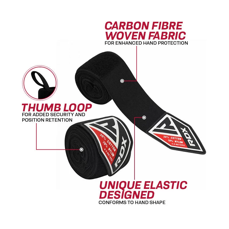 RDX Sports Store RDX RB 4.5m Elasticated Hand Wraps Bandage For Boxing, MMA; Muay Thai - Image 2