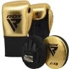 RDX Sports Store RDX J13 KIDS 8oz Golden Boxing Gloves & Pads Set
