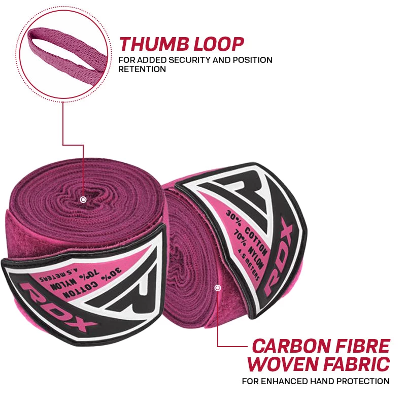 RDX Sports Store RDX RP 4.5m Pink Women Pro Hand Wraps Tape For Boxing, MMA & Muay Thai - Image 4