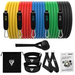 RDX Sports Store RDX L2 4-in-1 Resistances Tubes Pro Set 10-50lbs For Home Gym Workout