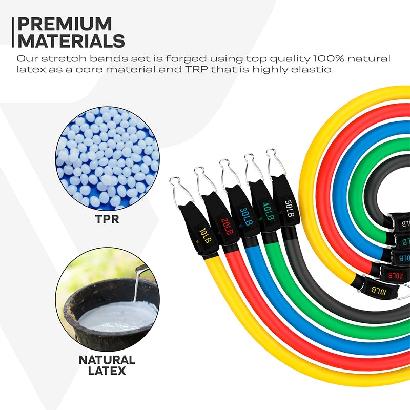 RDX Sports Store RDX L2 4-in-1 Resistances Tubes Pro Set 10-50lbs For Home Gym Workout - Image 4