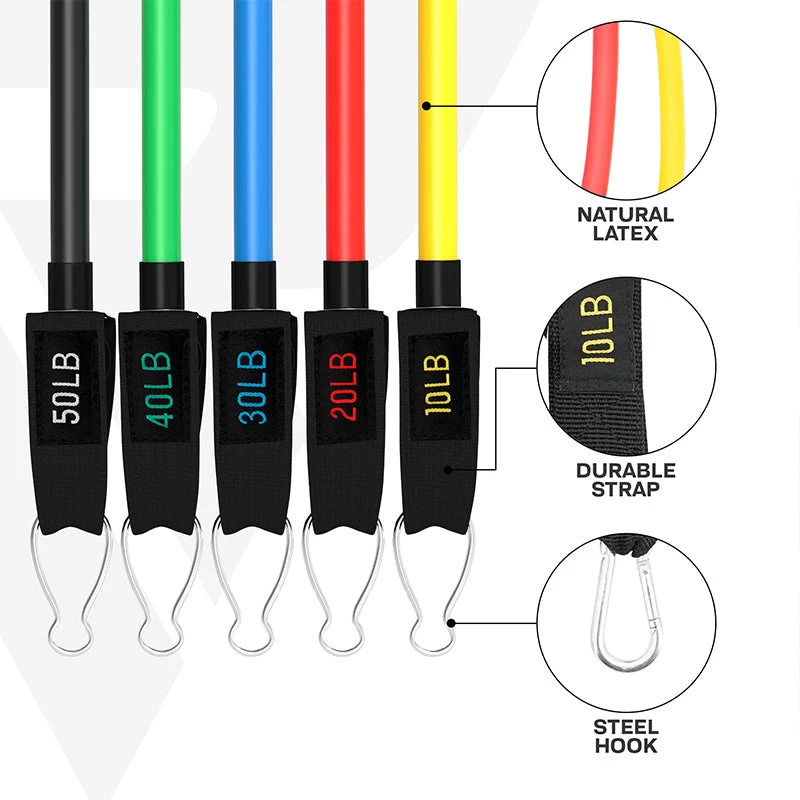 RDX Sports Store RDX L2 4-in-1 Resistances Tubes Pro Set 10-50lbs For Home Gym Workout - Image 5