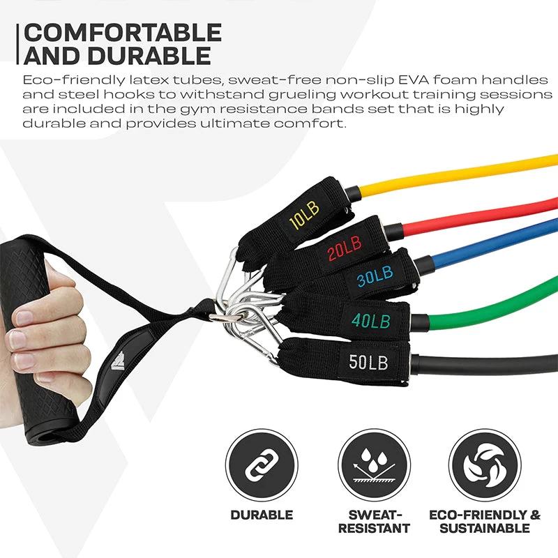 RDX Sports Store RDX L2 4-in-1 Resistances Tubes Pro Set 10-50lbs For Home Gym Workout - Image 6