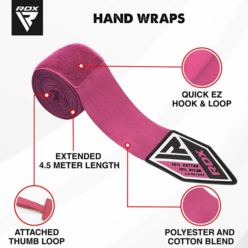 RDX Sports Store RDX RP 4.5m Pink Women Pro Hand Wraps Tape For Boxing, MMA & Muay Thai - Image 3
