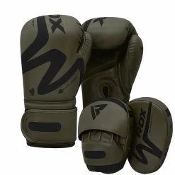 RDX Sports Store RDX T15 Nero Matte Green Boxing Gloves & Focus Pads