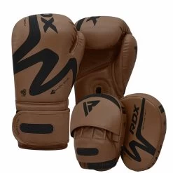 RDX Sports Store RDX T15 Nero Brown Boxing Gloves & Focus Pads
