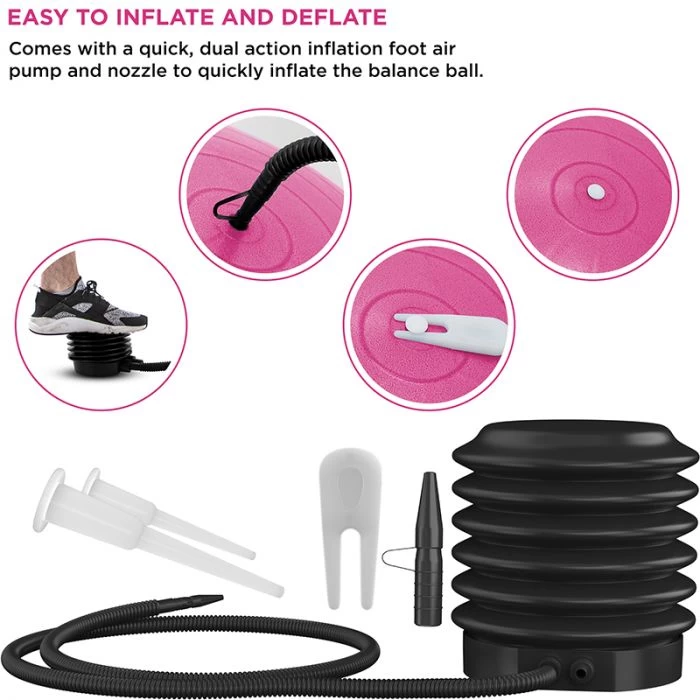 RDX Sports Store RDX B1 Inflatable Anti-Slip Yoga Ball With Portable Foot Air Pump - Image 10